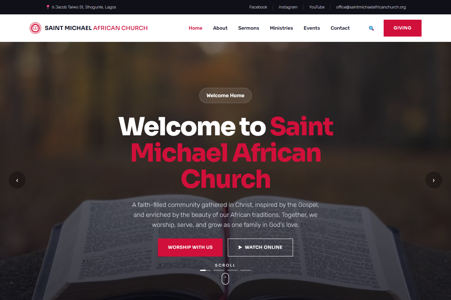 Screenshot of Saint Michael African Church