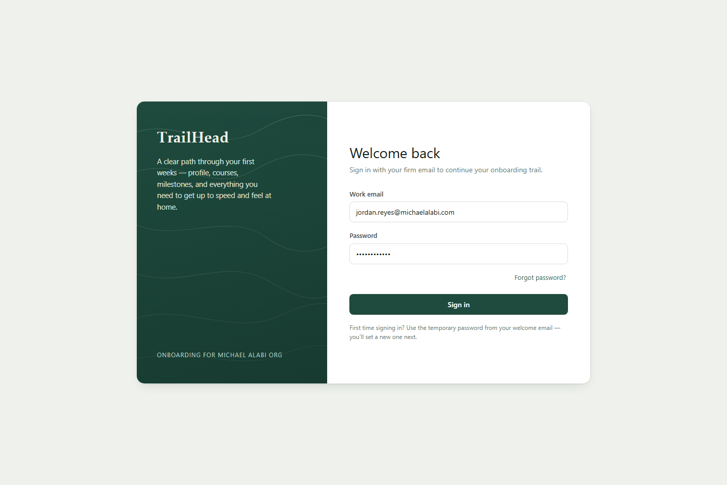 Screenshot of TrailHead